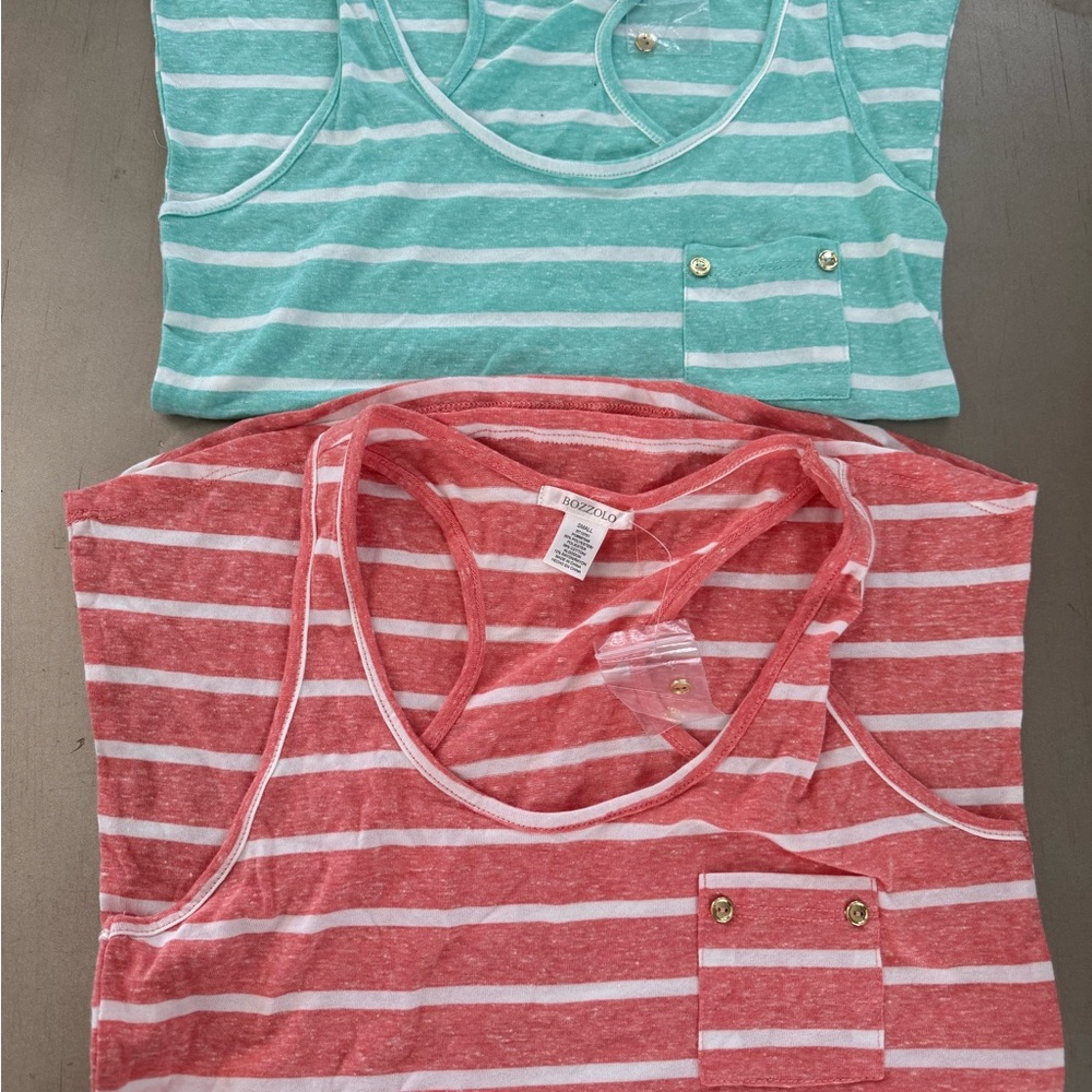 Bozzolo Mint Green Striped Sleeveless Top